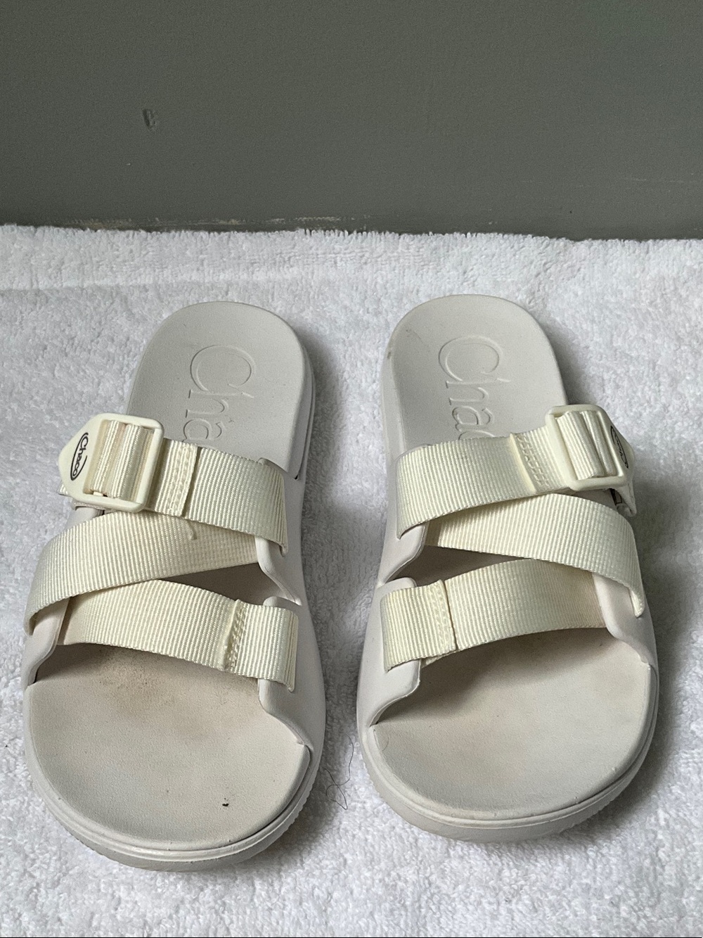 Chaco Kids' Cream Adjustable Slide Sandals